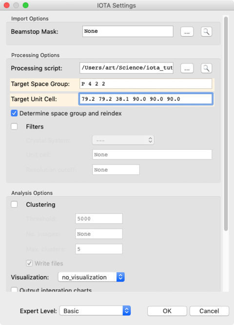 Tutorial Fig. 11: Customizing the processing options