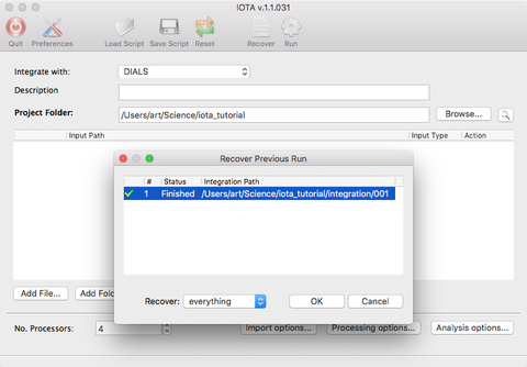 Tutorial Fig. 10: Recovering the previous run